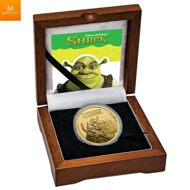 NYHET! Niue 2021 SHREK™  1 OZ GULL 250 $ Kvalitet: BU OPPLAG KUN 200 mynter NYHET! Niue 2021 SHREK™  1 OZ GULL 250 $ Kvalitet: BU OPPLAG KUN 200 mynter