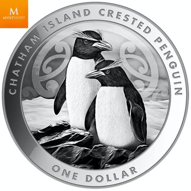 New Zealand 2020 "CRESTED PENGUIN"  1oz sølv i kapsel med ekthetsbevis