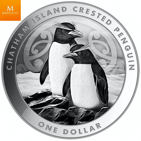 New Zealand 2020 "CRESTED PENGUIN"  1oz sølv i kapsel med ekthetsbevis