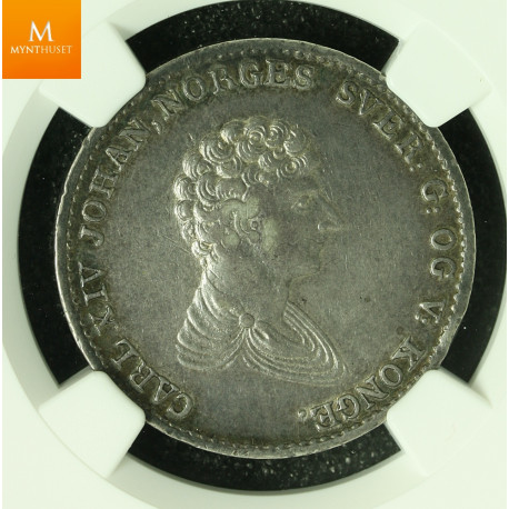 1/2 Speciedaler 1827 kvalitet 1+/01, NGC AU53