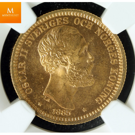 Sweden 20 kronor 1885 kvalitet 0/01, NGC MS63