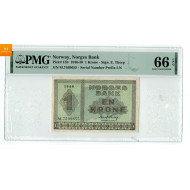 1 krone 1949 M.7599655 kvalitet 0 , PMG MS66 EPQ