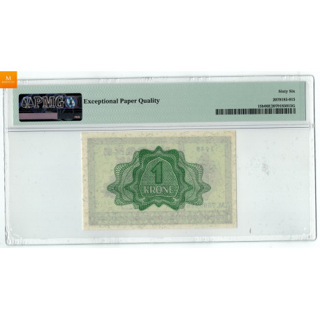 2 stk 1 krone 1949 M.7599609 og 10 i nummerrekkefølge i kvalitet 0, PMG MS66 EPQ