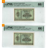 2 stk 1 krone 1949 M.7599609 og 10 i nummerrekkefølge i kvalitet 0, PMG MS66 EPQ