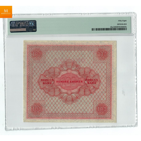 100 kroner 1945 A.4546296 Kvalitet: 01, PMG AU58 EPQ