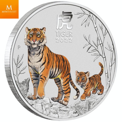 Australia 2022 "YEAR OF THE TIGER"  1 OZ  LUNAR SERIES 3 FARGE  I KAPSEL Australia 2022 "YEAR OF THE TIGER"  1 OZ  LUNAR SERIES 3 FARGE  I KAPSEL