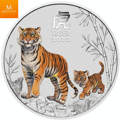 Australia 2022 "YEAR OF THE TIGER"  1 OZ  LUNAR SERIES 3 FARGE  I KAPSEL Australia 2022 "YEAR OF THE TIGER"  1 OZ  LUNAR SERIES 3 FARGE  I KAPSEL