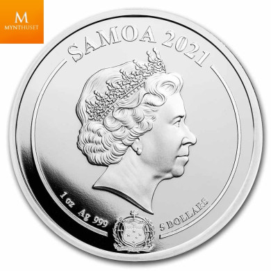 2021 Samoa 1 oz Silver Steve McQueen The King of Cool kvalitet BU i kapsel 2021 Samoa 1 oz Silver Steve McQueen The King of Cool kvalitet BU i kapsel