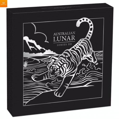 Australia 2022 YEAR OF THE TIGER  30 DOLLAR 1 KILO  LUNAR III MED GULL "PRIVY MARK" KVALITET BU