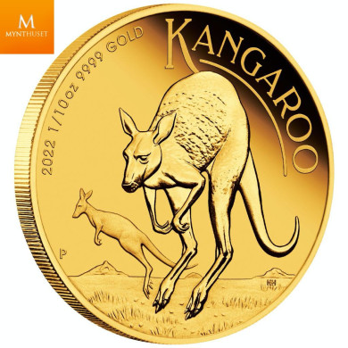 Australia 2022 KANGAROO 1/10 OZ  KVALITET PROOF I SKRIN OPPLAG KUN 500