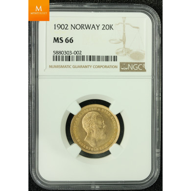 20 kroner 1902 kvalitet 0/01, NGC MS66