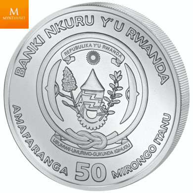 Rwanda 2022 PELICAN 1 OZ  50 Francs 1 Oz Sølv i kvalitet BU i kapsel Rwanda 2022 PELICAN 1 OZ  50 Francs 1 Oz Sølv i kvalitet BU i kapsel