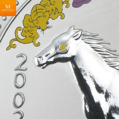 Sjelden! 2002 Australia 1 kilo Sølv "Year of the Horse" kvalitet BU (Diamond Eye) Meget lavt opplag!