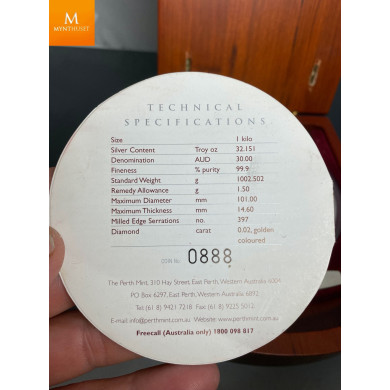 Sjelden! 2002 Australia 1 kilo Sølv "Year of the Horse" kvalitet BU (Diamond Eye) Meget lavt opplag!