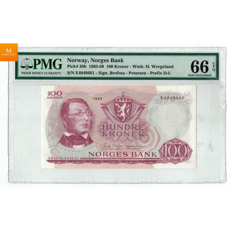 100 kroner 1965 E.4848661 kvalitet 0, NGC MS66 EPQ
