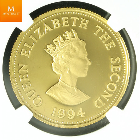 Alderney gull 50 pund 1994 D-day kvalitet Proof, NGC PF69