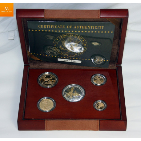 1,85 oz gull 25TH Anniversary gold premium set Eagle 2011 i kvalitet Proof med skrin og coa