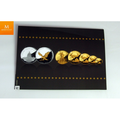 1,85 oz gull 25TH Anniversary gold premium set Eagle 2011 i kvalitet Proof med skrin og coa