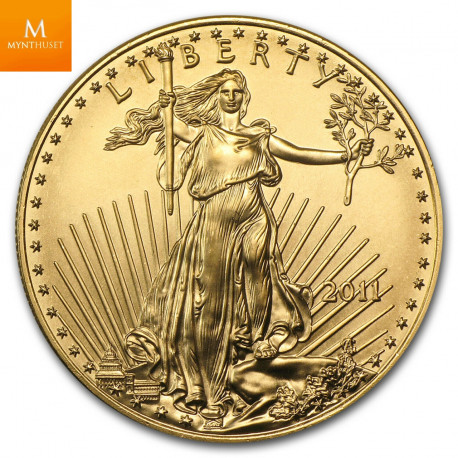 1,85 oz gull 25TH Anniversary gold premium set Eagle 2011 i kvalitet Proof med skrin og coa