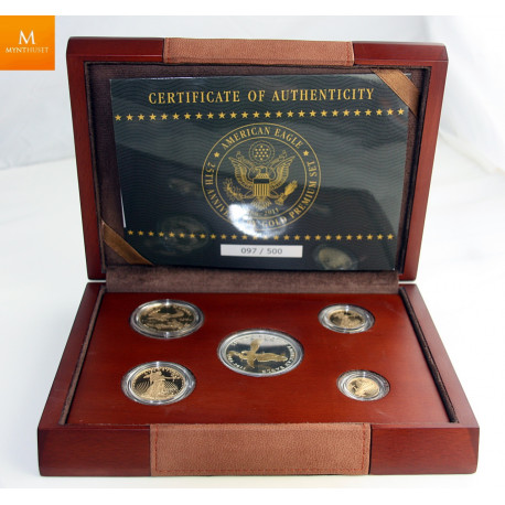 1,85 oz gull 25TH Anniversary gold premium set Eagle 2011 i kvalitet Proof med skrin og coa