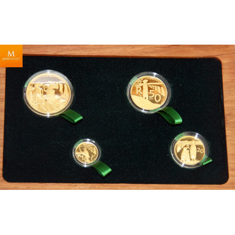 Nydelig! 2011 South Africa Prestige Natura Meerkat Gull Proof 4 mynt sett med boks og Coa