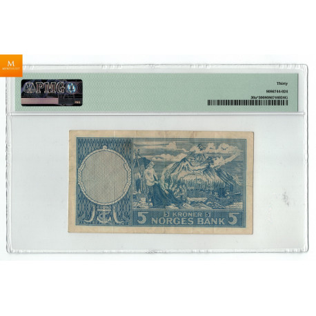 5 kroner 1956 Z.0057535 erstatningsseddel. Kv.1/1-