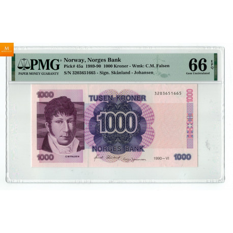 1000 kroner 1990 PMG MS67 EPQ