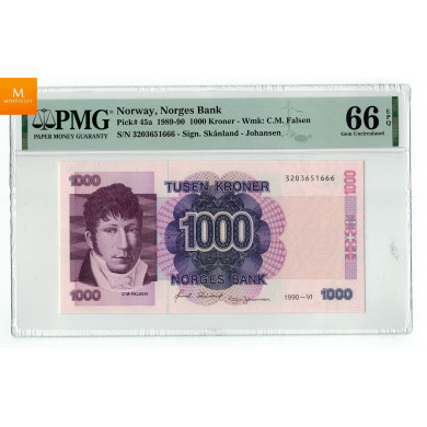 1000 kroner 1990 PMG MS67 EPQ