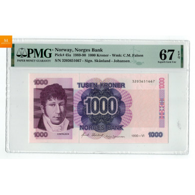 1000 kroner 1990 PMG MS67 EPQ