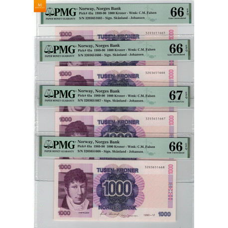 1000 kroner 1990 PMG MS67 EPQ