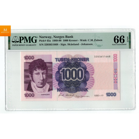 1000 kroner 1990 PMG MS67 EPQ