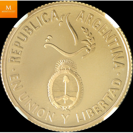 Argentina Gold 5 peso 1995 FN Kvalitet proof, NGC PF69 UCAM