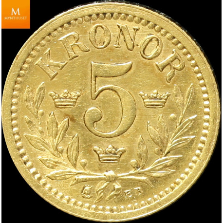 Sverige 5 kronor 1882 kvalitet 01 i kapsel