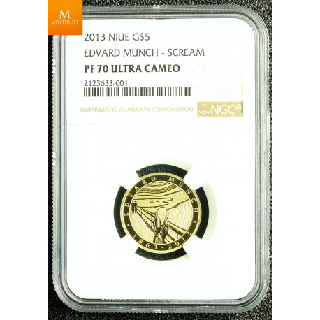 Niue Islands 2013 5 dollars  Edvard Munch Madonna kvalitet proof, NGC PF69