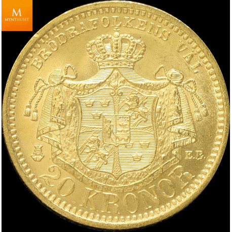 Sweden 20 kronor 1885 kvalitet 0/01, NGC MS63