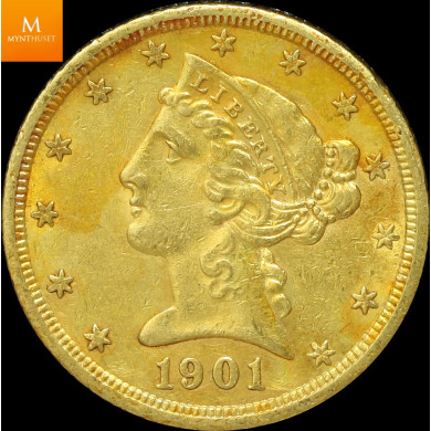USA 5 dollar 1901 S kvalitet 1+/01 USA 5 dollar 1901 S kvalitet 1+/01