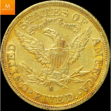 USA 5 dollar 1901 S kvalitet 1+/01 USA 5 dollar 1901 S kvalitet 1+/01