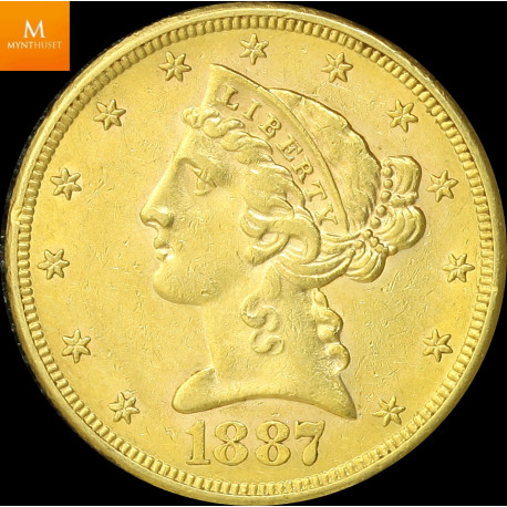 USA 5 dollar 1887 S kvalitet 1+/01