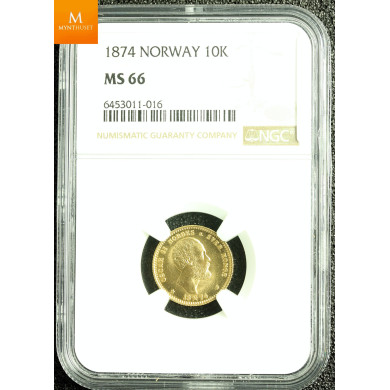 10 kroner 2,5 SP kvalitet 0, NGC MS66. RÅ mynt. 10 kroner 2,5 SP kvalitet 0, NGC MS66. RÅ mynt.