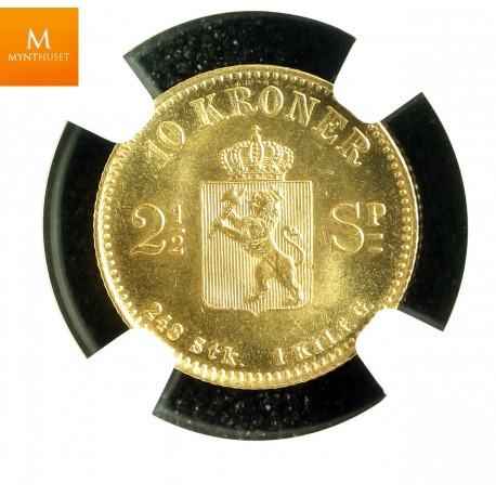 10 kroner 2,5 SP kvalitet 0, NGC MS66. RÅ mynt.