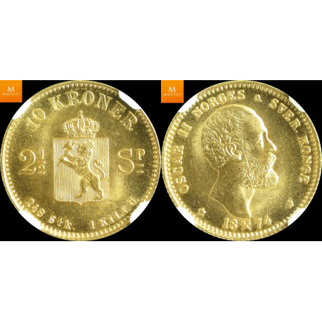 10 kroner 2,5 SP kvalitet 0, NGC MS66. RÅ mynt.