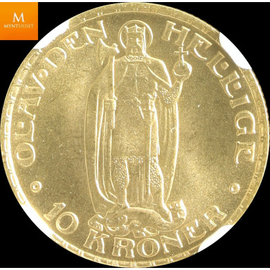 10 kroner 1910 i kvalitet 0, NGC MS65+ 10 kroner 1910 i kvalitet 0, NGC MS65+