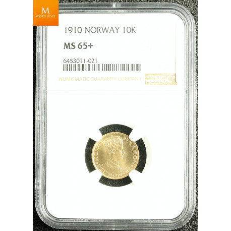 10 kroner 1910 i kvalitet 0, NGC MS65+
