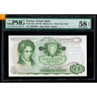 500 kroner 1978 A0324092 Kvalitet 1+, PMG AU58 EPQ