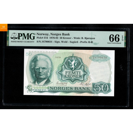 50 kroner 1983 N9876324 Kvalitet PMG MS67 EPQ , Nydelig kvalitet 0