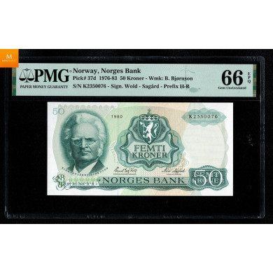 50 kroner 1983 N9876324 Kvalitet PMG MS67 EPQ , Nydelig kvalitet 0