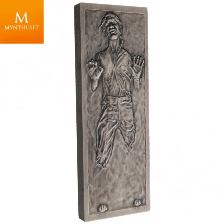 Niue 2022  1 oz Sølvbarre Star Wars «Han Solo in Carbonite» Coin Bar Antique M/Etui og COA