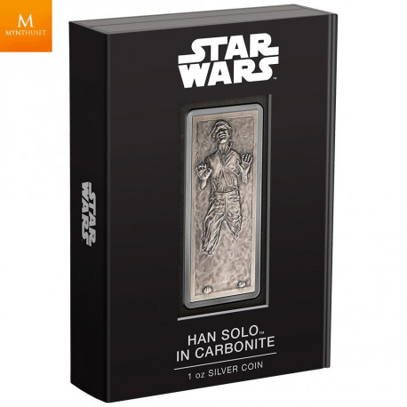 Niue 2022  1 oz Sølvbarre Star Wars «Han Solo in Carbonite» Coin Bar Antique M/Etui og COA