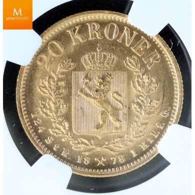 20 kroner 1878 kvalitet 0/01, NGC MS65 20 kroner 1878 kvalitet 0/01, NGC MS65