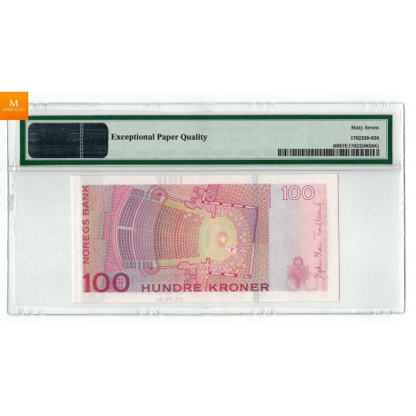 100 kroner 2014 kvalitet 0, PMG MS67 EPQ